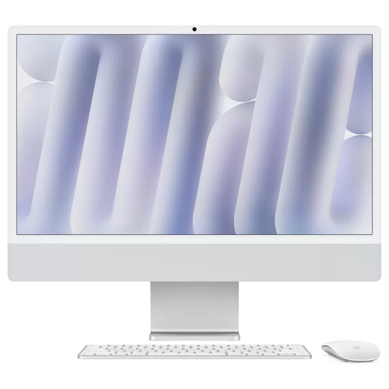 Apple iMac 24-inch M4 10-Core CPU 10-Core GPU 16-Core Neural Engine 24GB RAM 512GB SSD Standard Glass Silver Magic Keyboard with Touch ID and Numeric Keypad German Layout