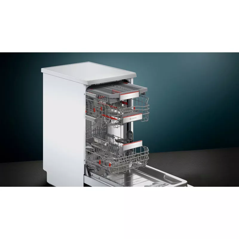 Bosch Serie 6 SPS6YMI14E Freestanding Dishwasher, 10 Place Settings, 45 cm, Brushed Steel, Home Connect