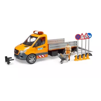 BRUDER MB Sprinter Municipal with Light & Sound Module, Orange, 1:16 Scale
