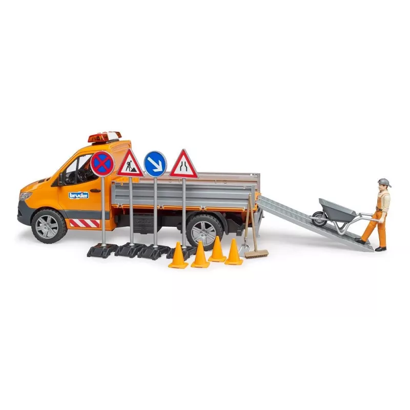 BRUDER MB Sprinter Municipal with Light & Sound Module, Orange, 1:16 Scale