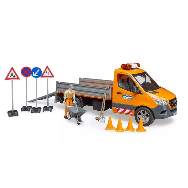 BRUDER MB Sprinter Municipal with Light & Sound Module, Orange, 1:16 Scale