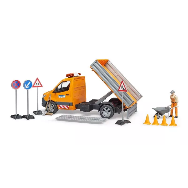 BRUDER MB Sprinter Municipal with Light & Sound Module, Orange, 1:16 Scale