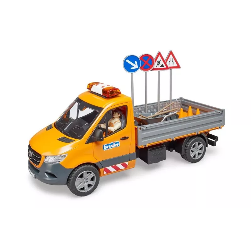 BRUDER MB Sprinter Municipal with Light & Sound Module, Orange, 1:16 Scale