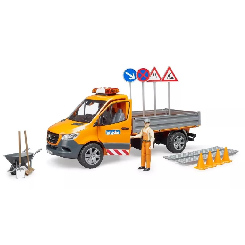 BRUDER MB Sprinter Municipal with Light & Sound Module, Orange, 1:16 Scale