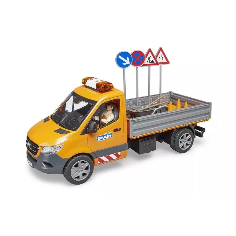 BRUDER MB Sprinter Municipal with Light & Sound Module, Orange, 1:16 Scale