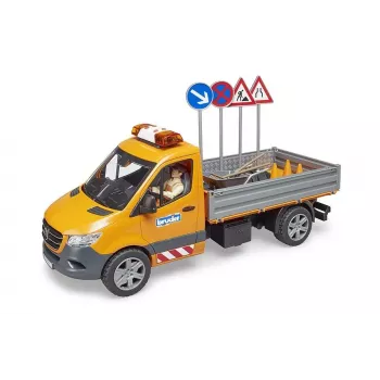 BRUDER MB Sprinter Municipal with Light & Sound Module, Orange, 1:16 Scale