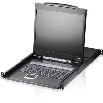 ATEN CL1308N LCD KVM Console with 8-Port KVM Switch - 19 inch LCD, PS/2 & USB, VGA, 1280x1024, Black, 1U Rack-Mountable