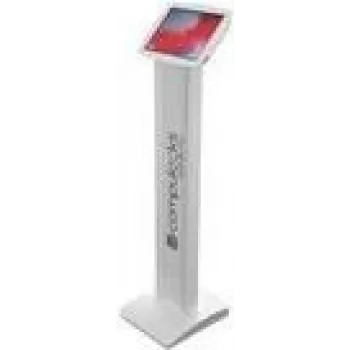 Compulocks Space BrandMe Floor Stand for Apple iPad 10.2 (7th Gen) - Anti-Theft Security Enclosure - White Aluminum