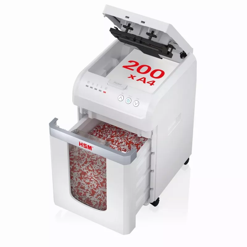 HSM Autofeed X200 Paper Shredder with Automatic Feeder, 30 L, P-4, 4 x 12 mm