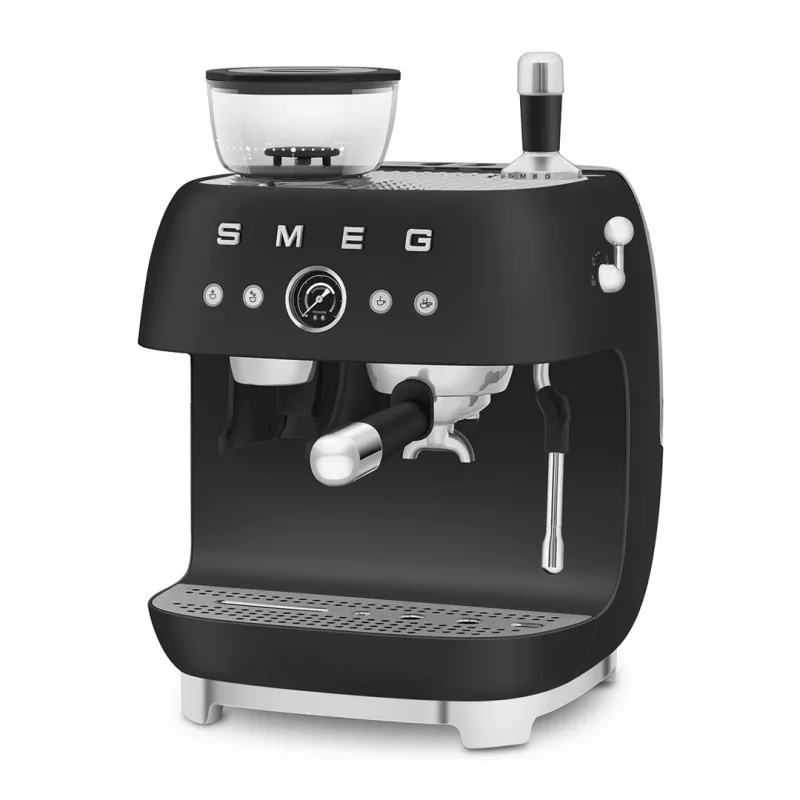 Smeg EGF03BLMEU Espresso Coffee Machine with Grinder, 1650 W, Black