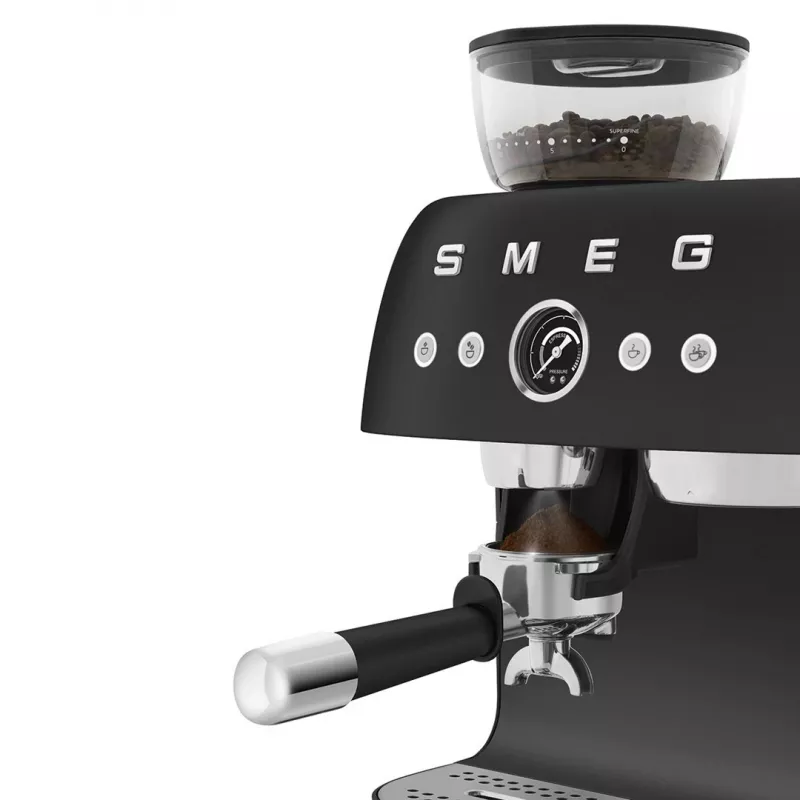 Smeg EGF03BLMEU Espresso Coffee Machine with Grinder, 1650 W, Black