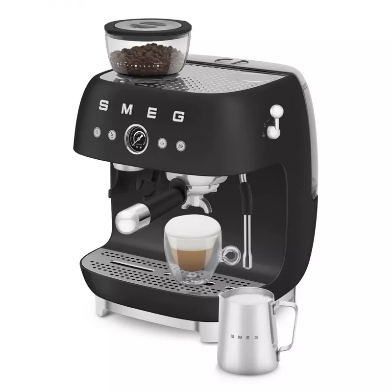 Smeg EGF03BLMEU Espresso Coffee Machine with Grinder, 1650 W, Black