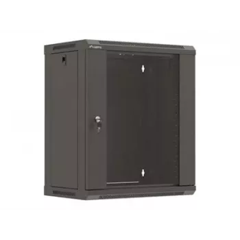 LANBERG WF03-5312-10B 19 inch Wall-Mount Rack Cabinet 12U 540x350 Flat Pack with Glass Door Black