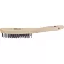 HAZET 2130 Hand Wire Brush with Wooden Handle, 4-Row Crimped Steel Wire, 290 mm