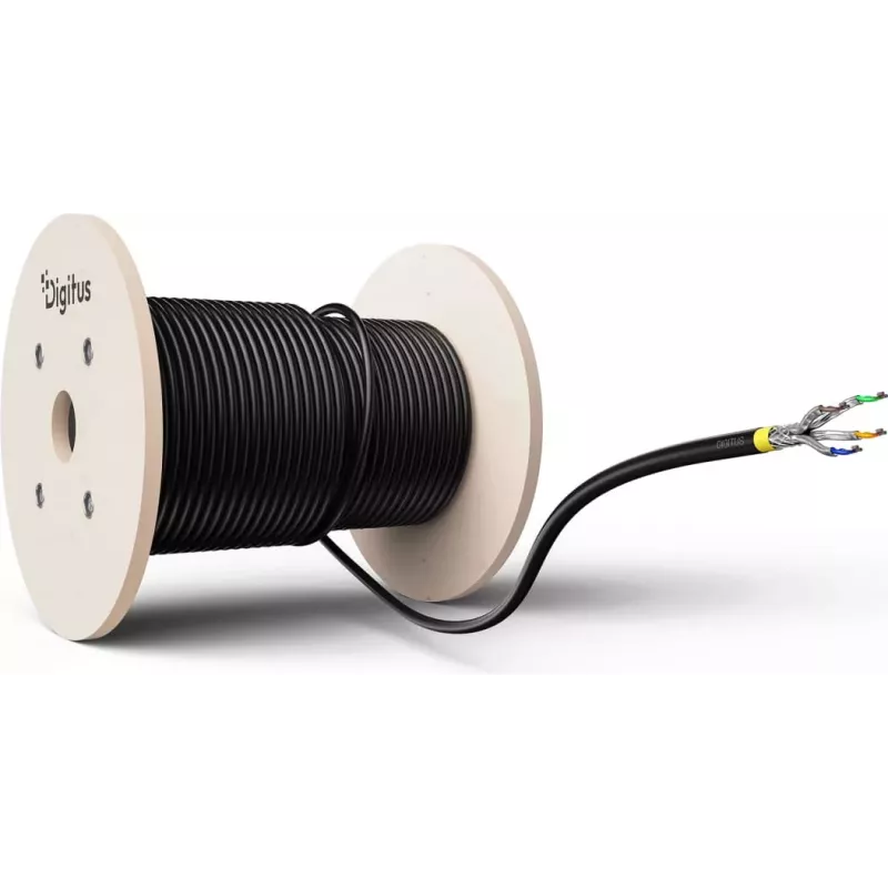 DIGITUS CAT 7A S/FTP Data Cable - Direct Burial Cable, 50 m Ring, Simplex, PE