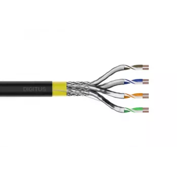 DIGITUS CAT 7A S/FTP Data Cable - Direct Burial Cable, 100 m Ring, Simplex, PE
