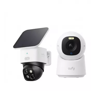 eufy SoloCam S340 + Indoor Cam E30 Surveillance Camera Set 3K/4K Solar PTZ