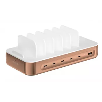4smarts Team 100W 5-Port USB Charging Station with 6 Cables, Black