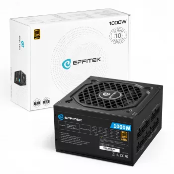 EFFITEK Power Supply 1000W Gold ATX 3.1, PCIe 5.1 Modular Cable