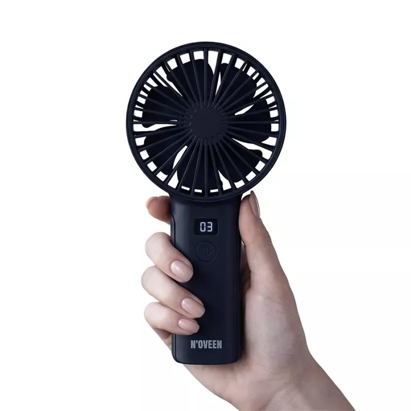 N'OVEEN F120 Portable Handheld & Desk Fan with Rechargeable Battery, USB, 1200 mAh, 3 Speeds, White