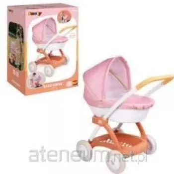 SMOBY Baby Nurse Stroller - Pink and Grey Doll Stroller for Children 18 Months+
