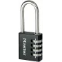 Master Lock 7640EURDBLK Combination Padlock 40mm Body Width, Hardened Steel Shackle, 4-Dial Resettable, Silver/Grey