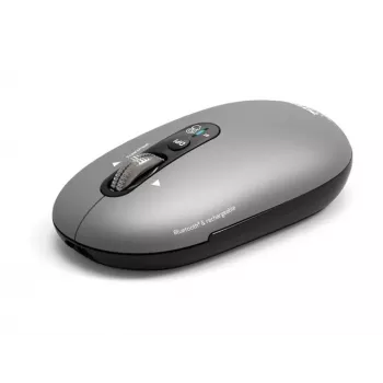 PORT Designs PORT Connect Professional PURE Wireless Rechargeable Mouse - Optical - 4 Buttons - 2.4 GHz, Bluetooth - USB Receiver - Black