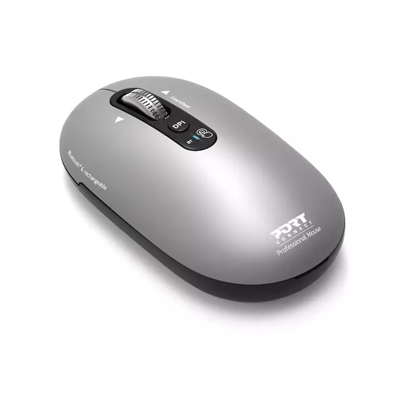 PORT Designs PORT Connect Professional PURE Wireless Rechargeable Mouse - Optical - 4 Buttons - 2.4 GHz, Bluetooth - USB Receiver - Black