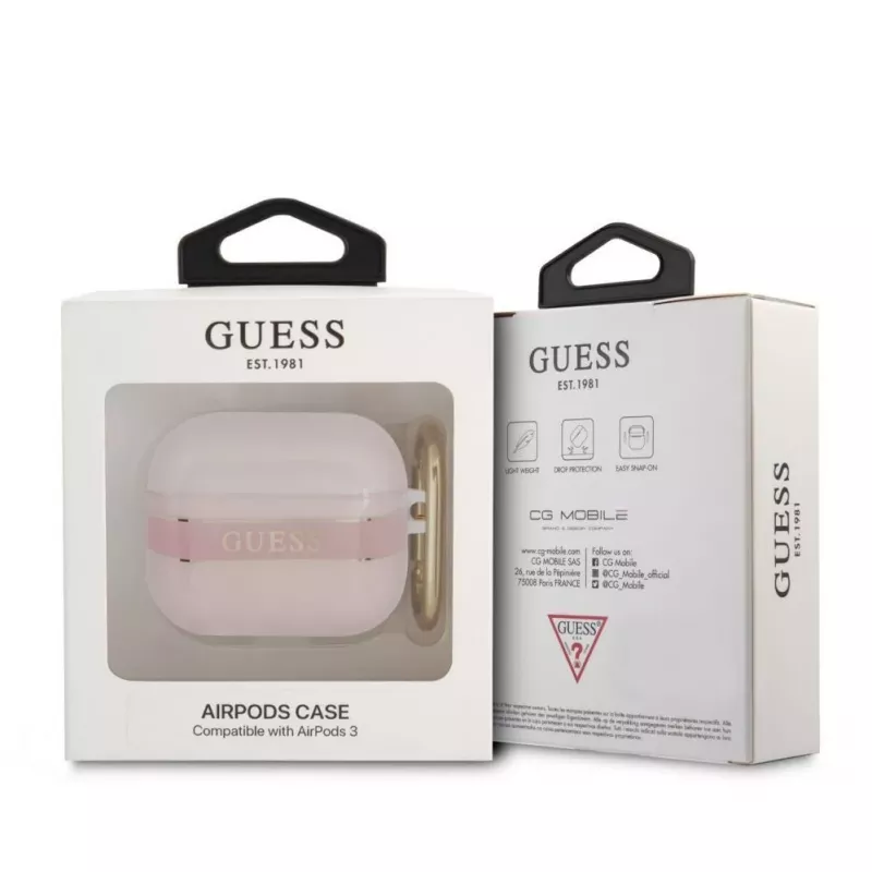 Guess GUA3HHTSP Strap Collection Silicone Case for AirPods 3 - Pink