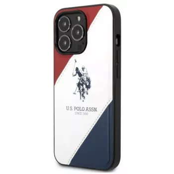 US Polo Assn Tricolor Embossed Back Cover for Apple iPhone 14 Pro - White