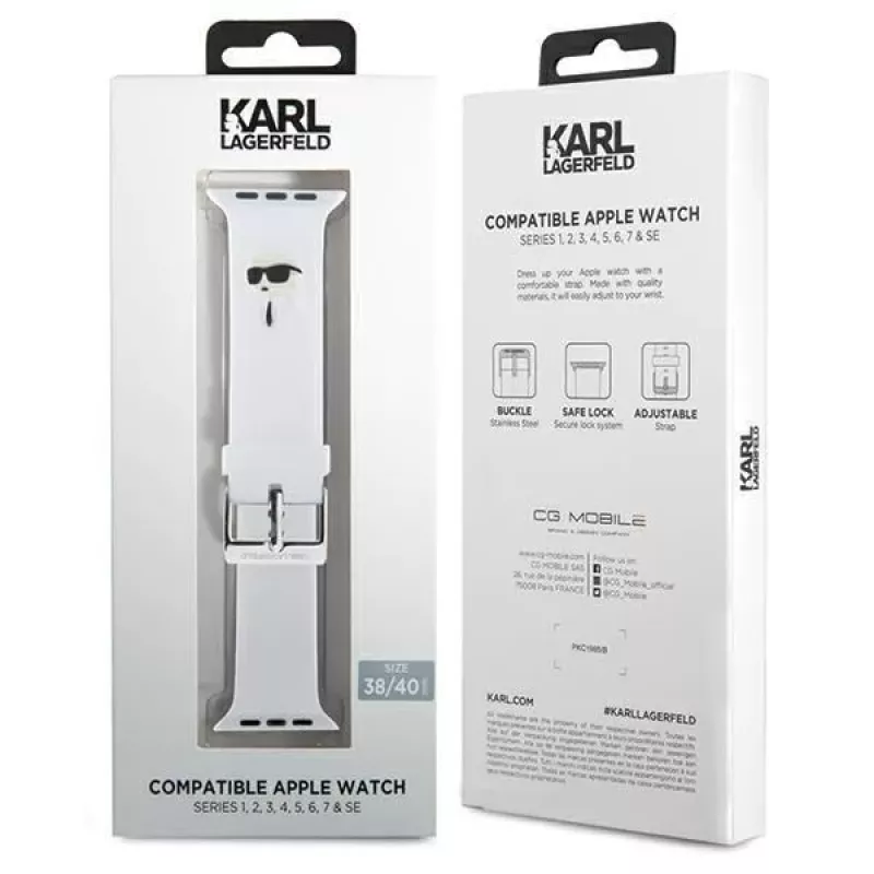 Karl Lagerfeld 3D Rubber Karl Head Apple Watch Strap 38/40/41mm White