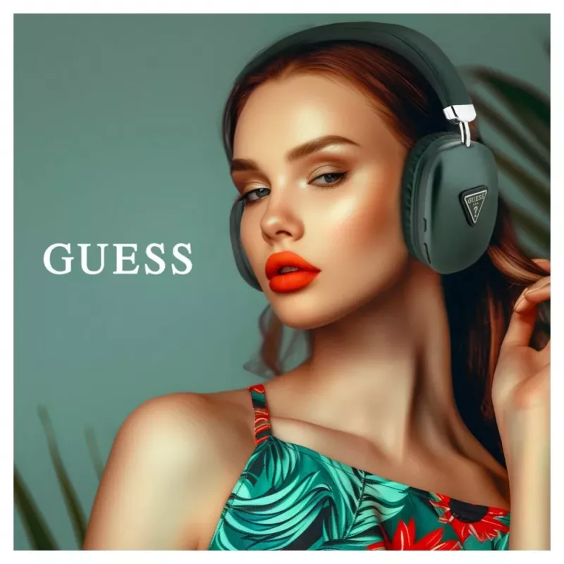 Guess Over-Ear Bluetooth 5.3 Headphones 4G Triangle Logo Khaki