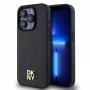 DKNY DKHMP15LPSHRPSK Hardcase for iPhone 15 Pro 6.1 inch Black Leather Pattern Monogram Metal Logo MagSafe