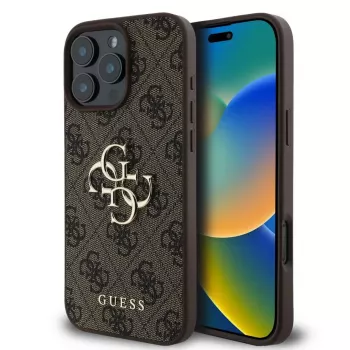 Guess GUHCP16L4GMGBR iPhone 16 Pro 6.3 inch Brown Hardcase 4G Big Logo