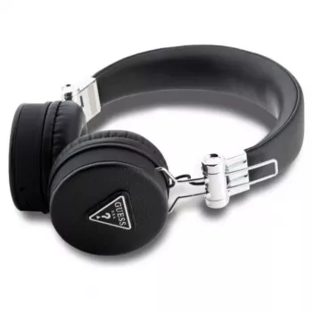 Guess Grained Classic Round Shape Wireless Bluetooth Over-Ear Headphones with ENC (Black)
