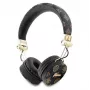 Guess Peony Script Round Shape Wireless Over-Ear Headphones with Bluetooth 5.3 and ENC (Black)
