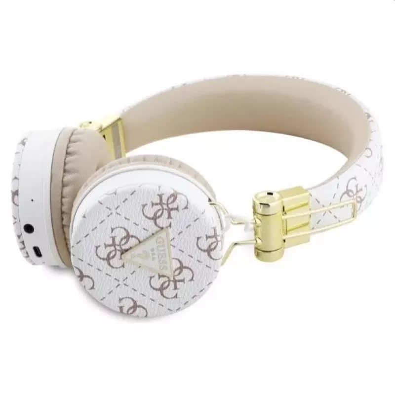 Guess 4G Triangle Round Shape - Wireless On-Ear Bluetooth Headphones with ENC (White)