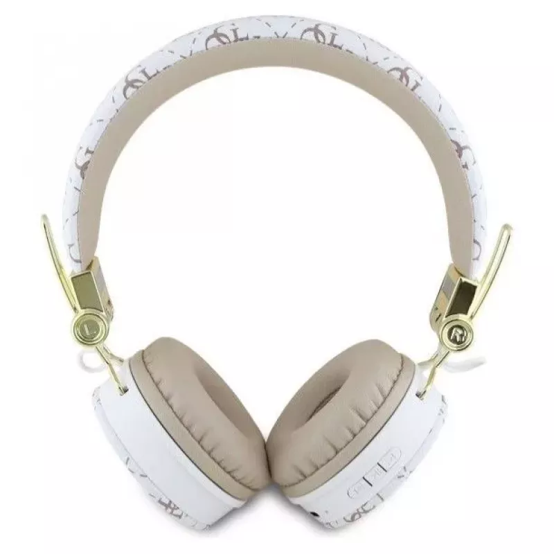 Guess 4G Triangle Round Shape - Wireless On-Ear Bluetooth Headphones with ENC (White)