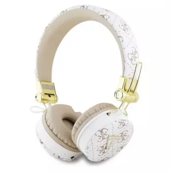 Guess 4G Triangle Round Shape - Wireless On-Ear Bluetooth Headphones with ENC (White)