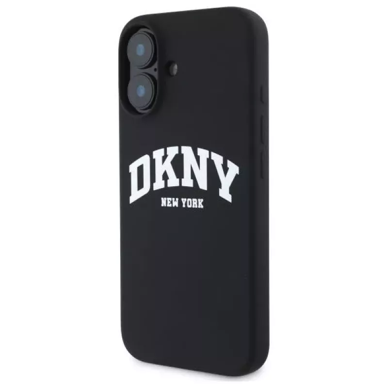 DKNY DKHMP16SSNYACH Hard Case for Apple iPhone 16 6.1 inch Black Silicone with White Printed Logo MagSafe
