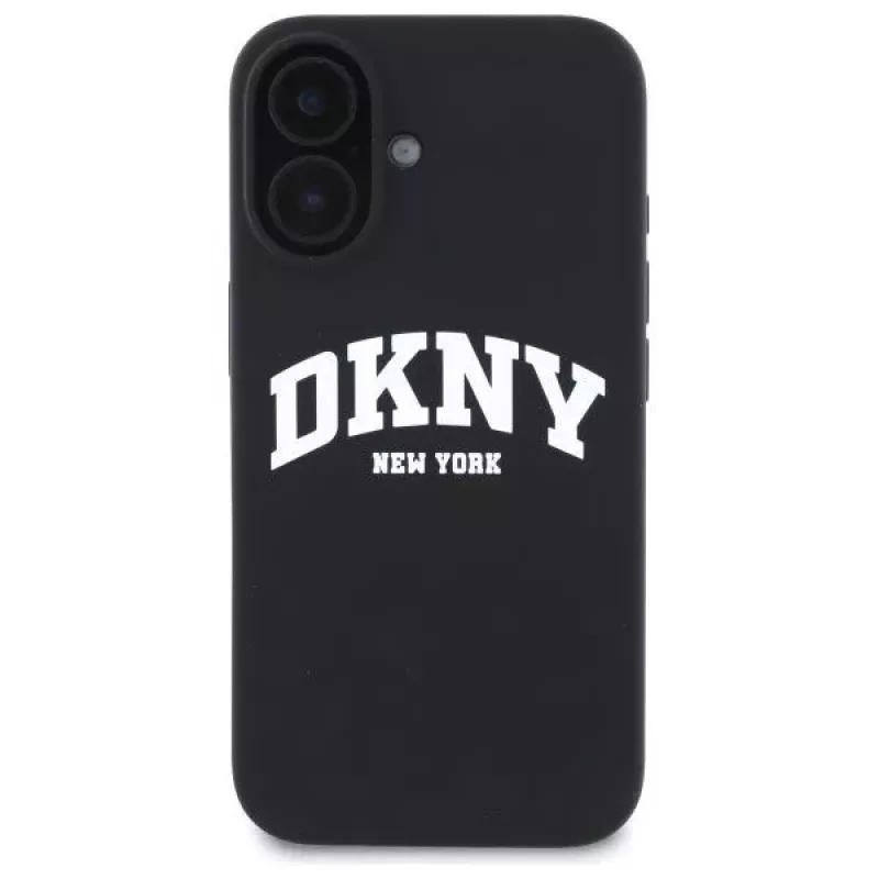 DKNY DKHMP16SSNYACH Hard Case for Apple iPhone 16 6.1 inch Black Silicone with White Printed Logo MagSafe