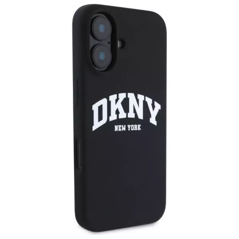 DKNY DKHMP16SSNYACH Hard Case for Apple iPhone 16 6.1 inch Black Silicone with White Printed Logo MagSafe