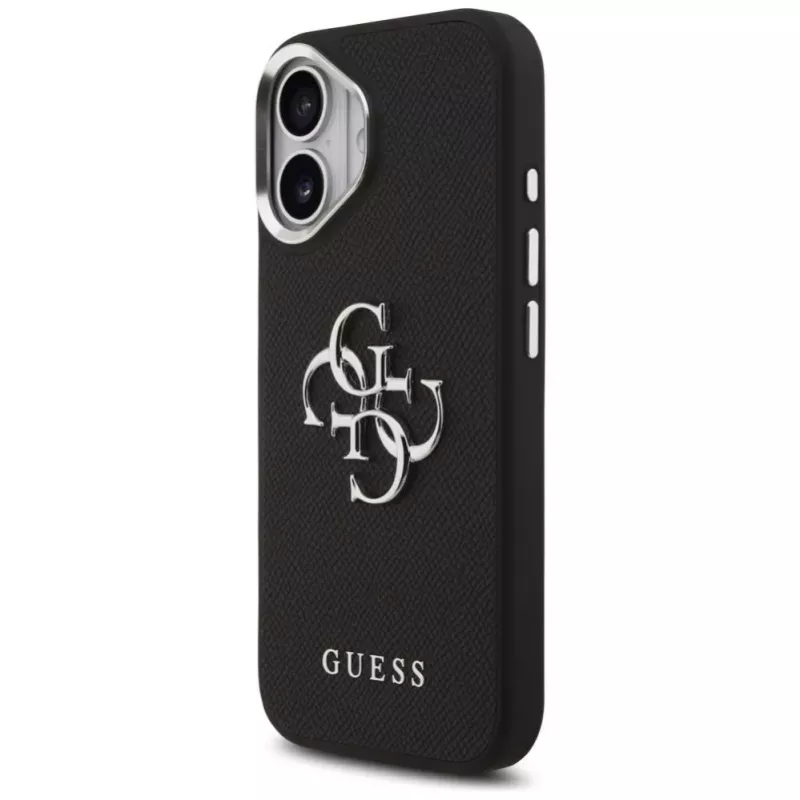 Guess Grained Big 4G Classic Logo Case for iPhone 17, Black