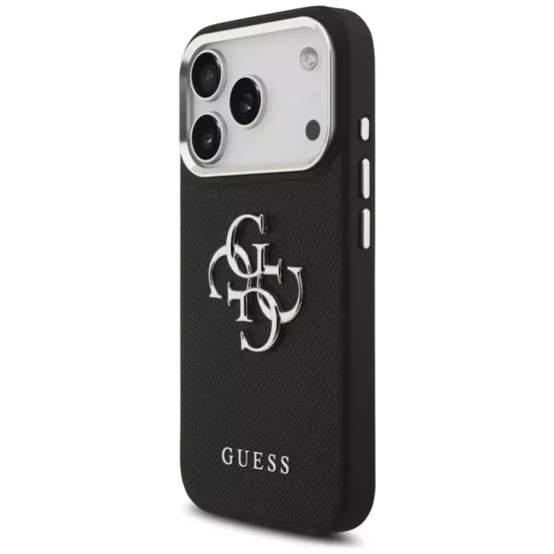 Guess Grained Big 4G Classic Logo Case for Apple iPhone 17 Pro, Black