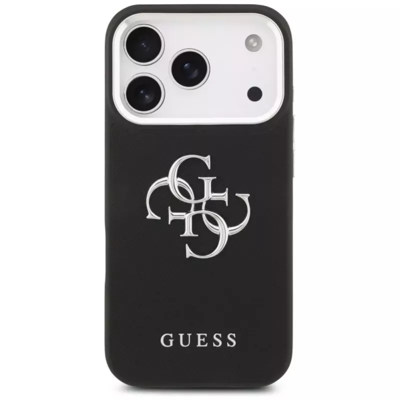 Guess Grained Big 4G Classic Logo Case for Apple iPhone 17 Pro, Black