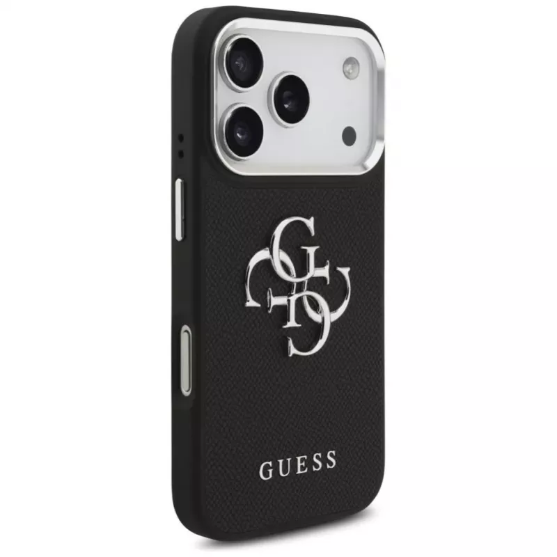 Guess Grained Big 4G Classic Logo Case for Apple iPhone 17 Pro, Black