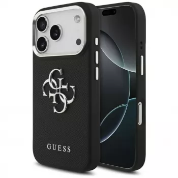 Guess Grained Big 4G Classic Logo Case for Apple iPhone 17 Pro, Black