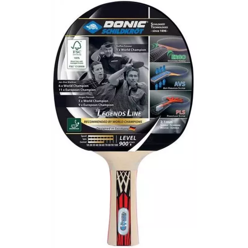 Donic Schildkröt Legends 900 Table Tennis Racket Black/Red Wood