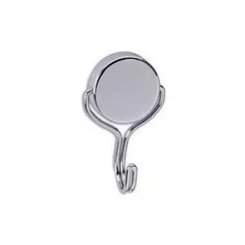 MAUL Neodymium Magnet Carousel Hook, Diameter: 38.5 mm, Nickel, Holding Force: 30 kg, Round, Widely Curved Hook - 1 Piece (6155696)