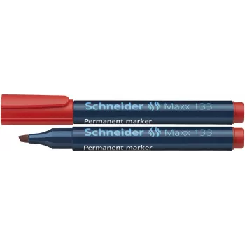 Schneider Pen Maxx 133 Permanent Marker - Red - Chisel Tip - 1-4 mm Line Width